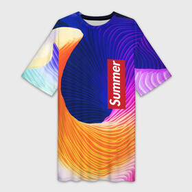 Платье-футболка 3D с принтом Цветная волна  Summer в Петрозаводске,  |  | abstraction | color | fashion | summer | wave | абстракция | волна | лето | мода | цвет