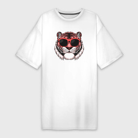Платье-футболка хлопок с принтом Модный тигр в очках в Петрозаводске,  |  | очки | солнце | тигр | тигр в очках | тигрица