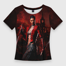 Женская футболка 3D Slim с принтом Vampire Bloodhunt в Петрозаводске,  |  | bloodhunt | the masquerade | vampire | бладхант | вампиры | игра
