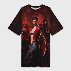 Платье-футболка 3D с принтом Vampire Bloodhunt в Петрозаводске,  |  | bloodhunt | the masquerade | vampire | бладхант | вампиры | игра