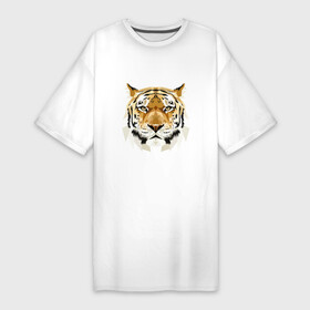 Платье-футболка хлопок с принтом ОБРАЗ ВЕЛИЧЕСТВЕННОГО ТИГРА в Петрозаводске,  |  | дикий | животное | забавный | король тигров | милый | природа | тигр