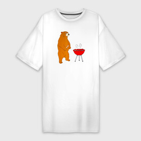 Платье-футболка хлопок с принтом Bear Grills (Беар Гриллс) в Петрозаводске,  |  | bear | bear grills | беар гриллс | белый | биргрилс | бурый | гризли | гриль | зверь | косолапый | медведи | медведь | мишка | панда | прикол | топтыгин | хищник | шутка