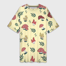 Платье-футболка 3D с принтом Mushroom, грибы грибочки в Петрозаводске,  |  | грибники | грибы | индейцы | лес | поганки | природа | сновидения