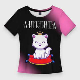 Женская футболка 3D Slim с принтом Ангелина + КОШКА + Минимализм в Петрозаводске,  |  | ангелина | анджелика | анджелина | анжела | анжелина | градиент | имена | имени | имя | кошка | русский | фамилия