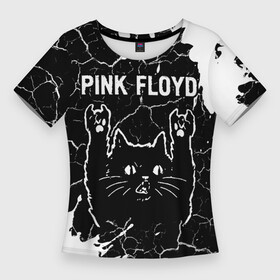 Женская футболка 3D Slim с принтом Pink Floyd  Rock Cat в Петрозаводске,  |  | band | floyd | metal | paint | pink | pink floyd | rock | брызги | группа | кот | краска | пинк | рок | рок кот | флойд