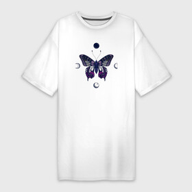Платье-футболка хлопок с принтом Бабочка фазы луны в Петрозаводске,  |  | butterfly | бабочка | бабочки | батерфляй | крылатая | легкокрылая | луна | лунная | мотылёк | насекомое | новолуние | полнолуние | порхающая