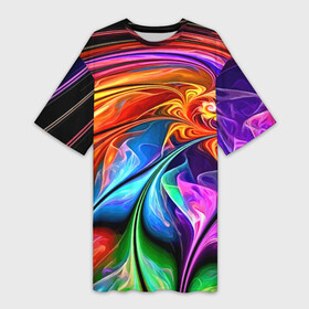 Платье-футболка 3D с принтом Красочный абстрактный цветочный паттерн  Color abstract pattern в Петрозаводске,  |  | abstraction | color | flowers | ornament | pattern | абстракция | орнамент | узор | цвет | цветы
