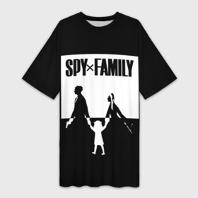 Платье-футболка 3D с принтом Spy x Family: Семья шпиона (черно белая) в Петрозаводске,  |  | spy  family | манга | семья | супайфамири | тацуей эндо | шпион