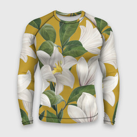 Мужской рашгард 3D с принтом Цветы Белые Лилии в Петрозаводске,  |  | flowers | природа | растение | флора | цветы