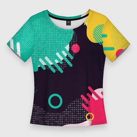 Женская футболка 3D Slim с принтом АБСТРАКТНАЯ ЦВЕТНАЯ ЗАЛИВКА в Петрозаводске,  |  | абстракция | геометрический | красочный | современный | узор | фоновый | цветной | яркий