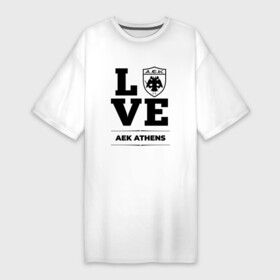 Платье-футболка хлопок с принтом AEK Athens Love Классика в Петрозаводске,  |  | aek | aek athens | athens | club | football | logo | love | аек | клуб | лого | мяч | символ | спорт | футбол | футболист | футболисты | футбольный