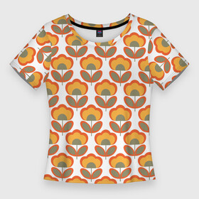 Женская футболка 3D Slim с принтом ЦВЕТЫ В СТИЛЕ 70х в Петрозаводске,  |  | 70s | 70е | 80s | 80е | 90е | pattern | retro | геометрия | орнамент | паттерн | ретро | узоры | цветы