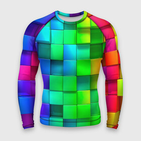 Мужской рашгард 3D с принтом РАЗНОЦВЕТНЫЕ КУБИКИ (MULTICOLORED CUBES) в Петрозаводске,  |  | геометрический | желтый | зеленый | квадратный | красный | красочный | куб | оптическая иллюзия | розовый | текстура | узор | цвета