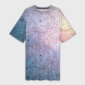 Платье-футболка 3D с принтом Градиентный вьюнок в Петрозаводске,  |  | арт | вектор | векторный рисунок | гжель | градиент | народный рисунок | рисунок | синий | синий рисунок | хохлома | цветок | цветы
