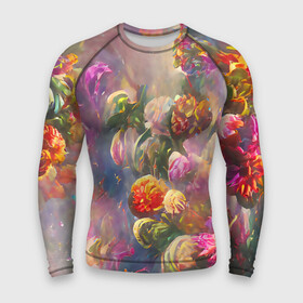 Мужской рашгард 3D с принтом Цветущий сад в Петрозаводске,  |  | bright | colors | flower | green | multicoloured | petals | pink | букет | бутоны | зеленый | краски | лепестки | разноцветный | растения | розовый | романтика | таинственный | фееричный | цветы | яркий