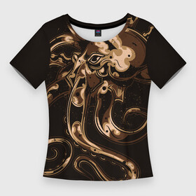 Женская футболка 3D Slim с принтом Мощный осьминог в Петрозаводске,  |  | octopus | морской житель | осьминог | спрут | щупальца
