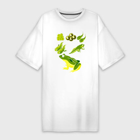 Платье-футболка хлопок с принтом Этапы развития лягушки в Петрозаводске,  |  | frog | жаба | квакушка | квакша | лягва | лягуха | лягушка | лягушки | фрог