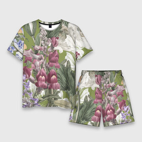 Мужской костюм с шортами 3D с принтом Цветы Ностальгический Весенний Узор в Петрозаводске,  |  | flowers | букет | природа | растение | флора | цветы