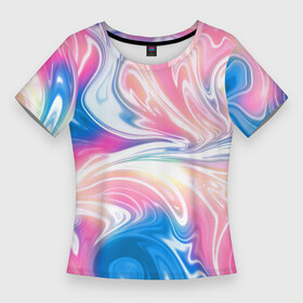 Женская футболка 3D Slim с принтом Абстрактный цветной паттерн  Волны Abstract Color Pattern  Waves в Петрозаводске,  |  | abstraction | color | fashion | wave | абстракция | волна | мода | цвет