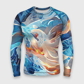 Мужской рашгард 3D с принтом Ice  flame в Петрозаводске,  |  | abstraction | blue | bright | colors | elements | flame | ice | multicoloured | orange | red | абстракция | вода | красный | лед | огонь | оранжевый | пламя | разноцветный | синий | стихии | цвета | яркий