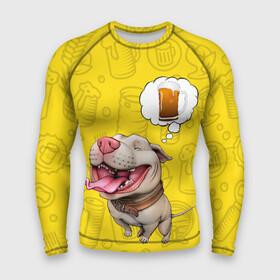 Мужской рашгард 3D с принтом BeerBull в Петрозаводске,  |  | beer | pitbull | квас | любитель кваса | м | мем | мем с собакой | напиток | пенный напиток | питбуль | собака | собака мечтает | хочу квас