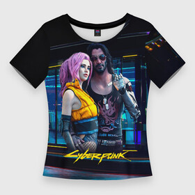 Женская футболка 3D Slim с принтом Johnny и Vi Girl Cyberpunk2077 в Петрозаводске,  |  | Тематика изображения на принте: 2077 | cyberpunk | cyberpunk 2077 | jognny | night city | vi | ви | джони | джонни | кибер | киберпанк | найтсити | панк