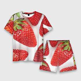 Мужской костюм с шортами 3D с принтом strawberries в Петрозаводске,  |  | strawberries | еда | клубника | красный | лето | ростислав удача | сад | ягоды