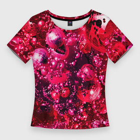 Женская футболка 3D Slim с принтом ВОЗДУШНО КРАСНЫЕ ШАРЫ в Петрозаводске,  |  | абстракция | геометрическая | текстура | фигура | фон | цветная