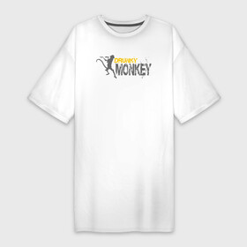 Платье-футболка хлопок с принтом Пьяная обезьяна в Петрозаводске,  |  | monkey | гамадрил | мартышка | обезьяна | обезьянка | обезьяны | примат | шимпанзе