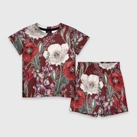 Детский костюм с шортами 3D с принтом Цветы Красного Мака в Петрозаводске,  |  | flowers | букет | мак | природа | растение | флора | цветы