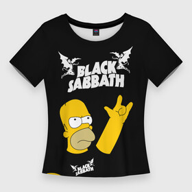 Женская футболка 3D Slim с принтом Black Sabbath Гомер Симпсон Simpsons в Петрозаводске,  |  | black | black sabath | black sabbath | hard rock | heavy metal | ozzy | sabath | simpson | simpsons | блэк сабат | гомер | группы | метал | музыка | оззи | оззи осборн | ози | осборн | рок | симпсоны | симсон | хард рок | хэви метал