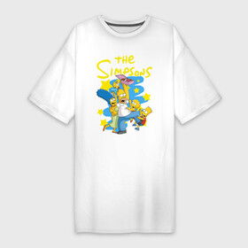 Платье-футболка хлопок с принтом The Simpsons Семейка Симпсонов в Петрозаводске,  |  | bart | cartoon | gomer | lisa | simpsons | usa | барт | гомер | лиза | мардж | мультфильм | семья | симпсоны | сша