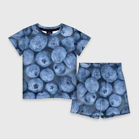 Детский костюм с шортами 3D с принтом Голубика  фон в Петрозаводске,  |  | голубика | лето | патерн | поляна | текстура | фон | фруктовые | фрукты | ягода | ягодв | ягодные