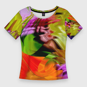 Женская футболка 3D Slim с принтом Разноцветная абстрактная композиция  Лето  Multi colored abstract composition  Summer в Петрозаводске,  |  | abstraction | color | composition | fashion | summer | абстракция | композиция | лето | мода | цвет