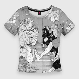 Женская футболка 3D Slim с принтом Битва токийских мстителей в Петрозаводске,  |  | anime | chifuyu matsuno | manjirou sano | naoto tachibana | ran hai | rindou haitani | tokyo revengers | аниме | анимэ | мандзиро сано | наото татибана | ран хайтани | риндо хайтани | тифую мацуно | токийские мстители | чифую мацуно
