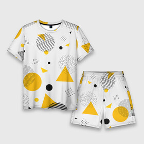 Мужской костюм с шортами 3D с принтом GEOMETRIC INTERWEAVING OF SHAPES в Петрозаводске,  |  | абстрактный | белый | вектор | геометрический | графический | желтый | красочный | линии | треугольники | узор | формы | цвет | черный