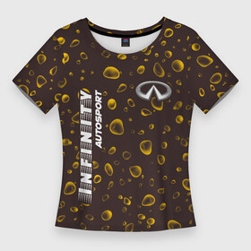 Женская футболка 3D Slim с принтом ИНФИНИТИ  Infinity Autosport + Капли в Петрозаводске,  |  | auto | autosport | infiniti | infinity | logo | moto | nissan | symbol | авто | автомобиль | гонки | дождя | знак | инфинити | капли | лого | логотип | логотипы | марка | машина | мото | ниссан | символ | символы