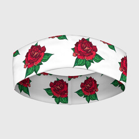 Повязка на голову 3D с принтом Цветы Красные Розы На Белом Фоне в Петрозаводске,  |  | flowers | букет | природа | растение | роза | розы | флора | цветы