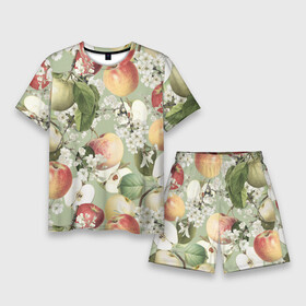 Мужской костюм с шортами 3D с принтом Яблочный Сад в Петрозаводске,  |  | apples | flowers | garden | summer | лето | сад | цветы | яблоки