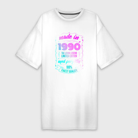 Платье-футболка хлопок с принтом Made in 1990 в Петрозаводске,  |  | 1990 | made in | ussr | брату | год | день | жене | маме | мужу | папе | рожден | рождения | сделано | сестре | ссср | юбилей