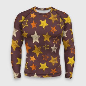 Мужской рашгард 3D с принтом Звездное коричневое небо в Петрозаводске,  |  | звезда | звездный | звездочка | звезды | крупные звезды | паттерн