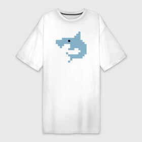 Платье-футболка хлопок с принтом Пиксельная акула в Петрозаводске,  |  | minecraft | shark | акула | акулы | белая | катран | квадраты | майнкрафт | пиксели | пиксель | рыба | селахия | тигровая | тупорылая | хищник | шарк