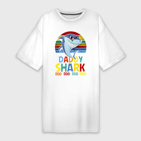 Платье-футболка хлопок с принтом Папа акула в Петрозаводске,  |  | dad | shark | акула | акулы | батька | батя | белая | катран | отец | папа | папаня | папка | папочка | папуля | рыба | селахия | тигровая | тупорылая | хищник | шарк