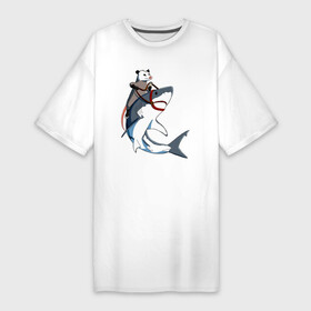 Платье-футболка хлопок с принтом Опоссум верхом на акуле в Петрозаводске,  |  | Тематика изображения на принте: shark | акула | акулы | белая | катран | опоссум | рыба | селахия | тигровая | тупорылая | хищник | шарк