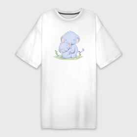 Платье-футболка хлопок с принтом Милые Слонята в Петрозаводске,  |  | animals | beast | cute | животные | звери | милый | слон | слонёнок