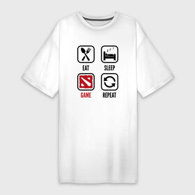 Платье-футболка хлопок с принтом Eat  Sleep  Dota  Repeat в Петрозаводске,  |  | dota | eat sleep repeat | logo | дота | игра | игры | лого | логотип | символ