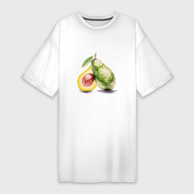 Платье-футболка хлопок с принтом Авокадо, нарисовано вручную в Петрозаводске,  |  | avocado | fruit | vegan | vegetables | авокадо | зеленый | карандаши | косточка | лист | маркеры | овощи | фрукты