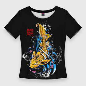 Женская футболка 3D Slim с принтом Китайская рыбка в Петрозаводске,  |  | cyprinus | карп | карп кои | китай | рыба | символ