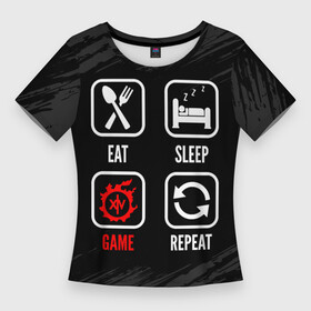 Женская футболка 3D Slim с принтом Eat, Sleep, Final Fantasy, Repeat в Петрозаводске,  |  | eat sleep repeat | fantasy | final | final fantasy | logo | игра | игры | краска | лого | логотип | последняя | символ | файнал | фантазия | фентези