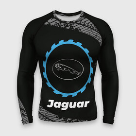 Мужской рашгард 3D с принтом Jaguar в стиле Top Gear со следами шин на фоне в Петрозаводске,  |  | Тематика изображения на принте: auto | brand | gear | jaguar | logo | symbol | top | авто | бренд | гир | лого | символ | следы | топ | шин | шины | ягуар